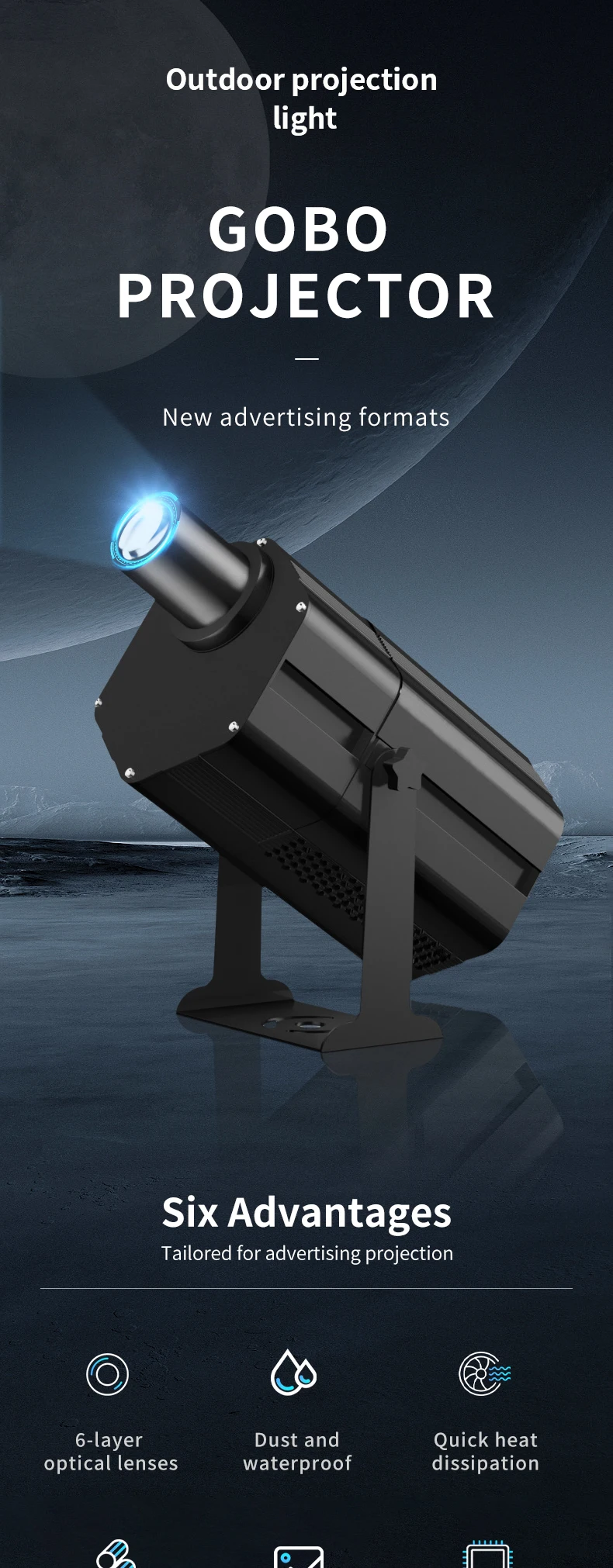 TNT Outdoor Waterproof Rotary Image Custom HD Advertising Projection Lamp 200W G