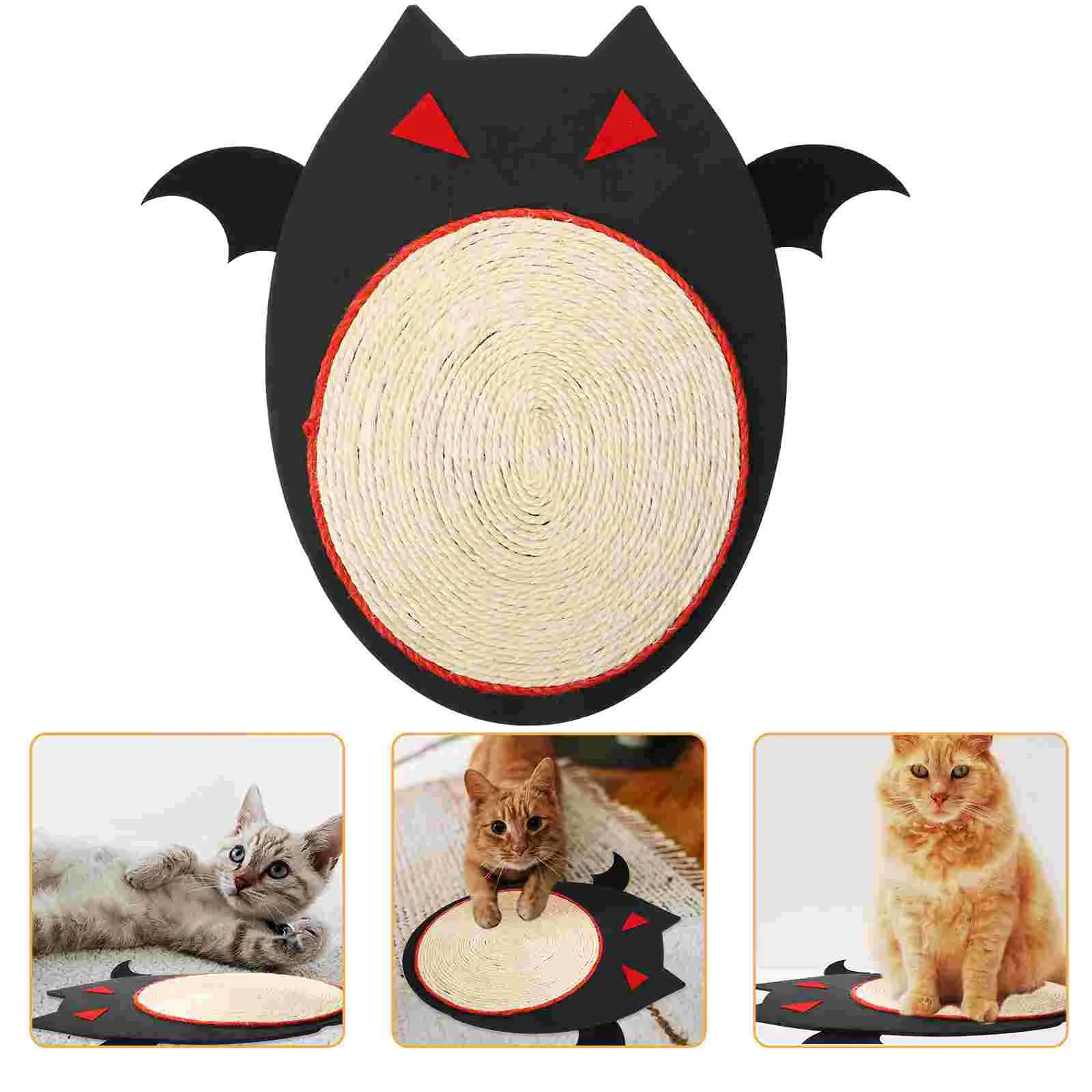 

Halloween Cat Scratch Mat Bats Shaped Cat Scratch Pad Natural Sisal Hemps Scratch Mat Cat Floor Scratching Rug Cats Kittens Pet