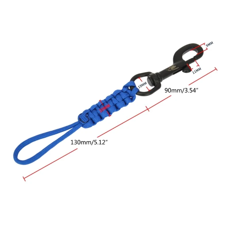 Scubas Diving Swival Bolts Hook Marine Grade Steel Hook Clip with Braided Rope Lanyard Anti-lost Safety Rope 6