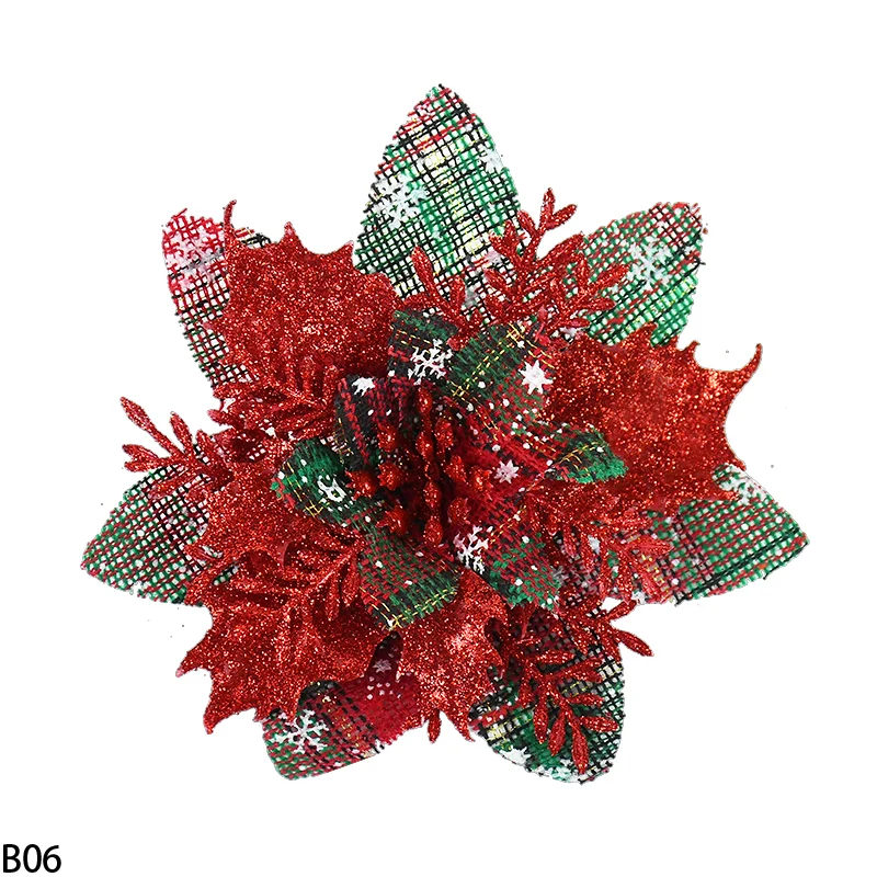 thumbnail image 1 of 5 piezas de adornos colgantes para árbol de Navidad con flores rojas, corona navideña para bricolaje, decoraciones navideñas para el hogar, Año Nuevo, Navidad 2024, 1 of 5