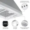 Tieasy 30 inch 600 CFM Built-in Cabinet Convertible Venting with LED Lights 3-Speed Fan Kitchen Range Hood USYS0675B 5
