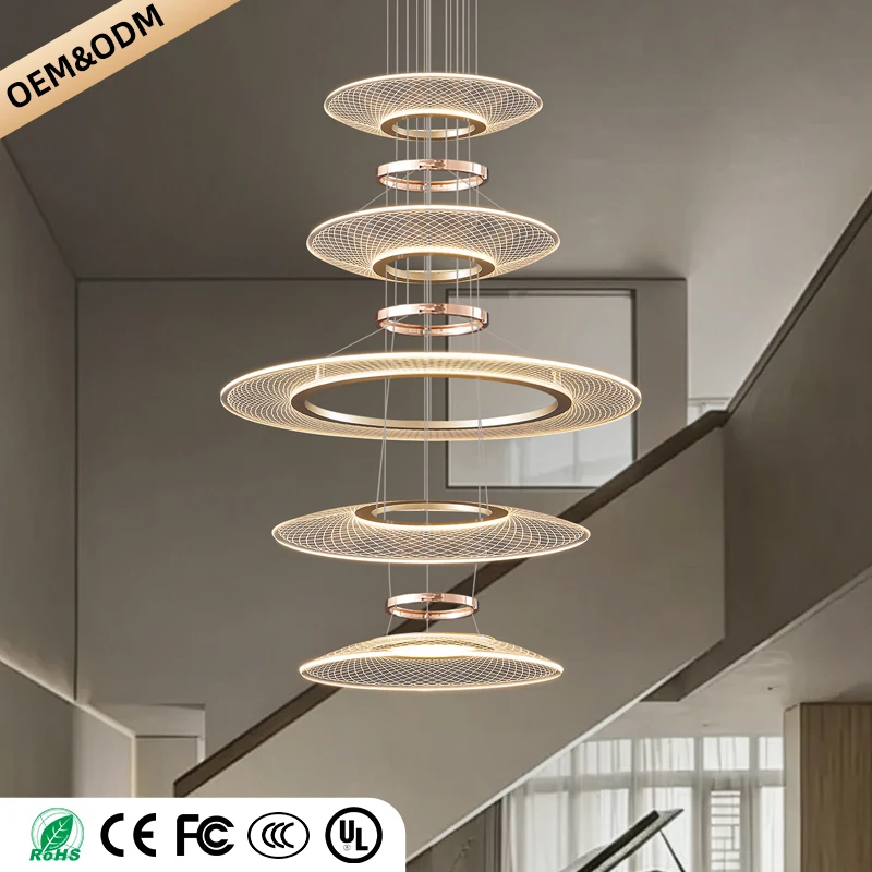 Living room Pendant Light Duplex Staircase Pendant Light Villa for Dining Table Hanging Lamp Living Room Chandelier 3