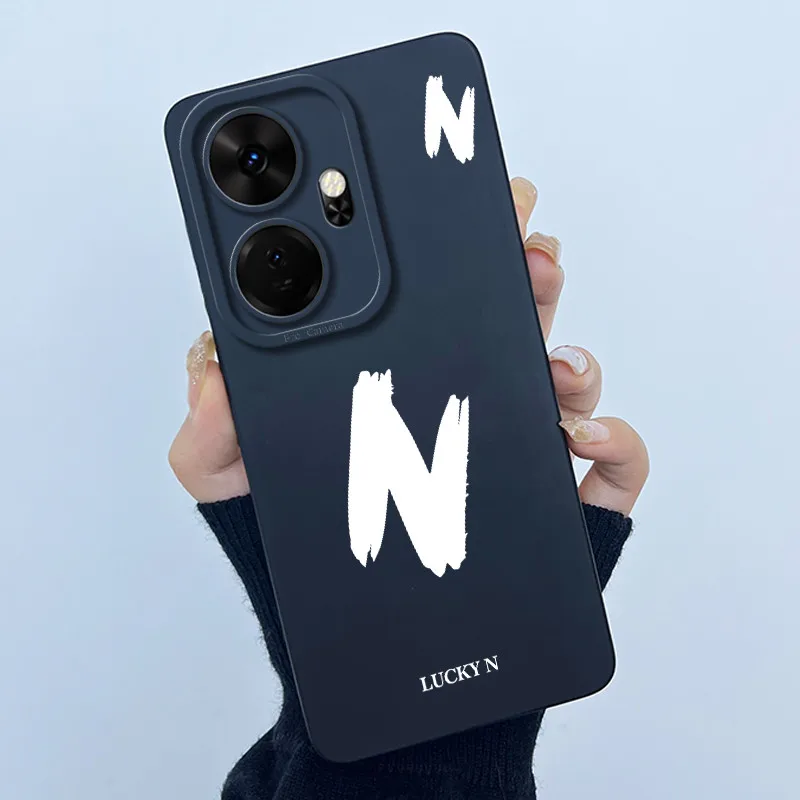 Shockproof Liquid Silicone Soft TPU Case with Lucky Initial Design