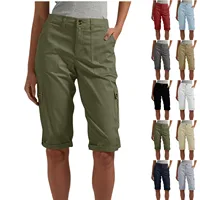 Women's Stylish Cargo Shorts Spring Summer Casual Fashion Solid Color Multi-Pocket Overalls Slim Straight Leg Five Quarter Pants - Image 6