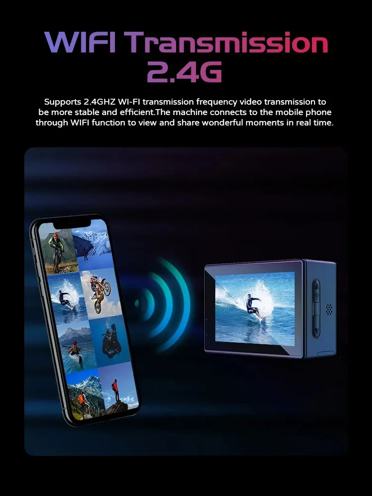 SJCAM 듀얼 스크린 액션 카메라, SJ4000, 4K 액션 카메라, 30M 방수, 2.4G 와이파이, 손떨림 방지 스포츠 액션 카메라, 오토바이 자전거 헬멧