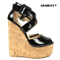 Women’s Cork Platform Wedge Sandals – Cross Strap Design with Covered Heel, Comfortable Summer Footwear
