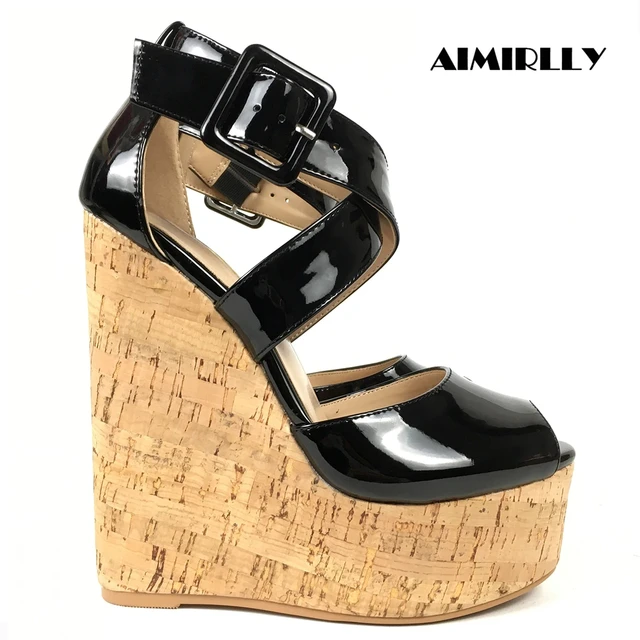 Women’s Cork Platform Wedge Sandals – Cross Strap Design with Covered Heel, Comfortable Summer Footwear