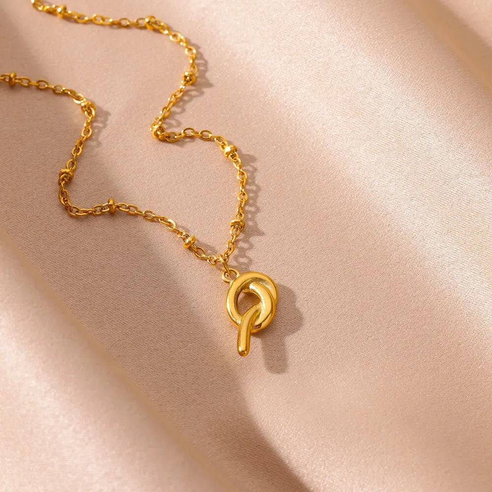 Steel Twist Pendant Necklaces Women Gold Geometric Necklace