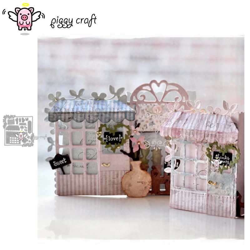 

Piggy Craft metal cutting dies cut die mold Fence window house garden Scrapbook paper craft knife mould blade punch stencils die