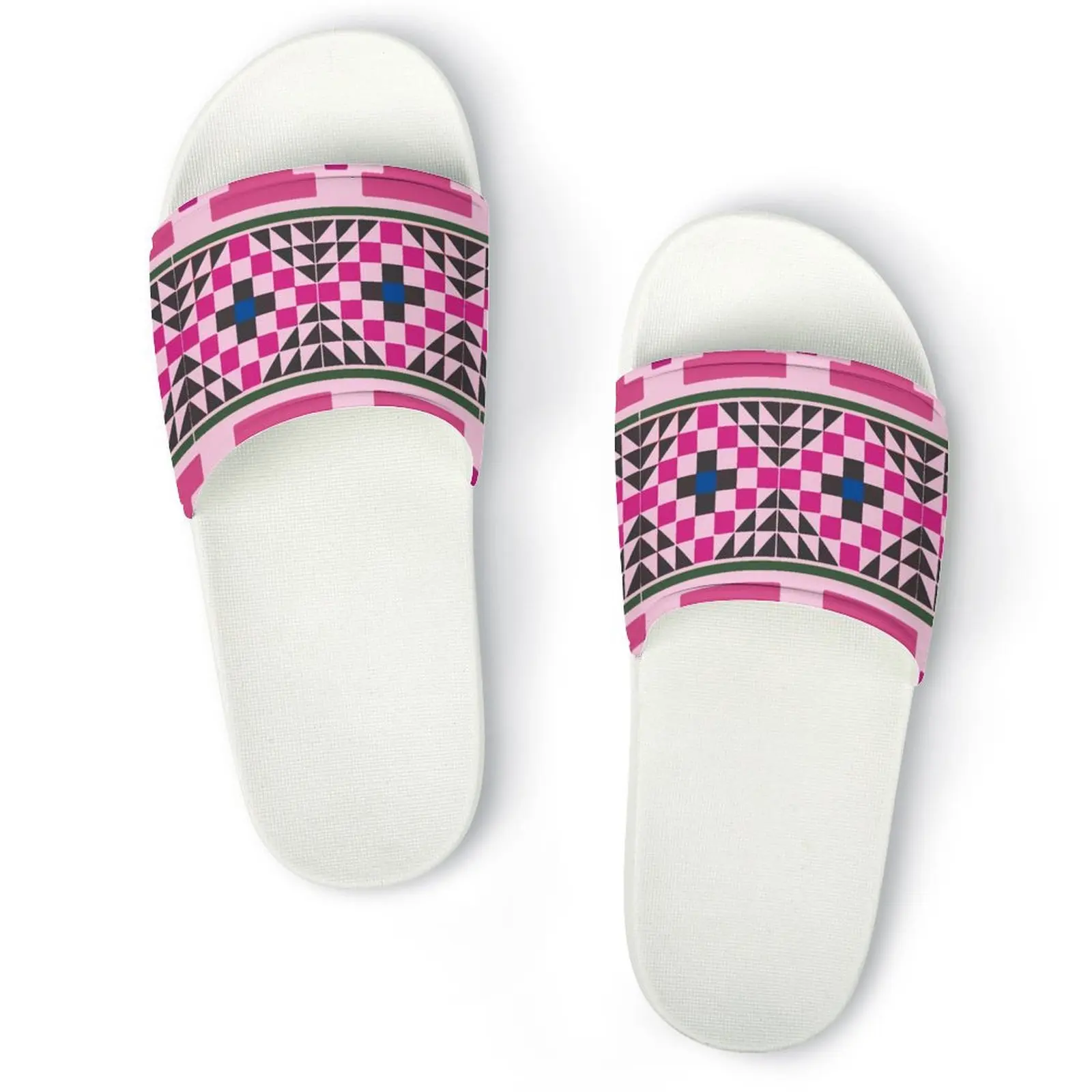 Women's thick soled summer beach slides bathroom non-slip slippers Soft sandals Fashion beach flip-flops African art patterns