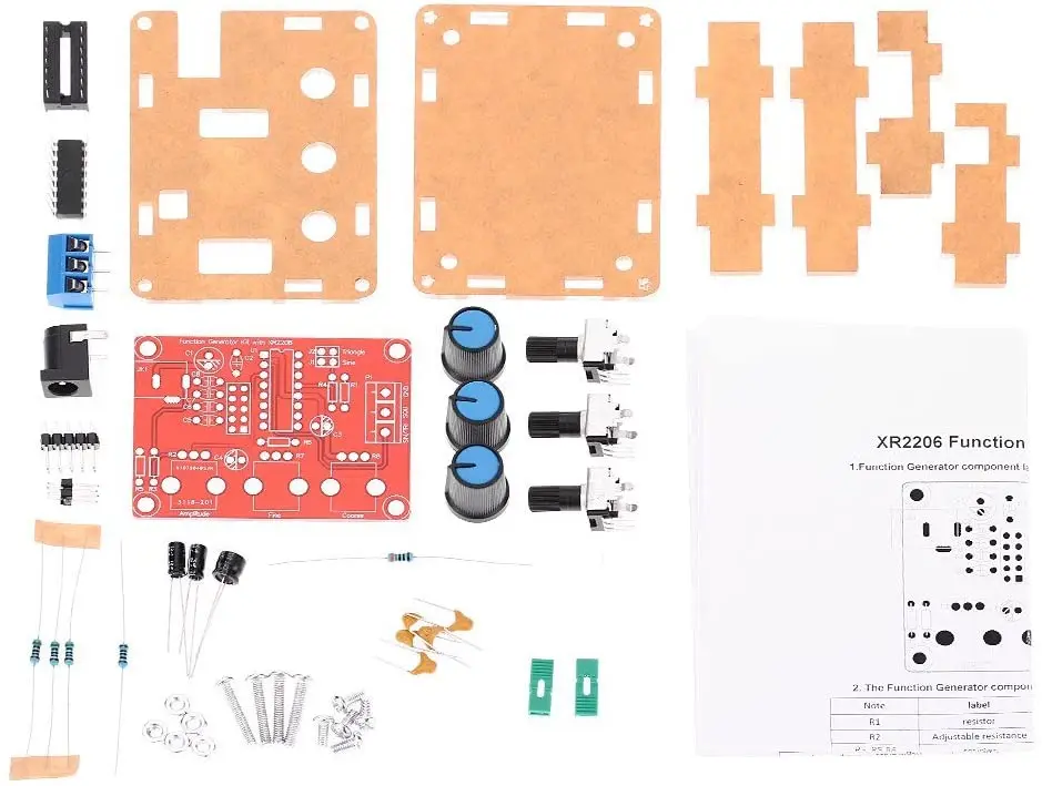 XR2206 Function Signal Generator DIY Kit Sine/Triangle/Square Output Signal Generator Adjustable Frequency Amplitude 1Hz-1MHz