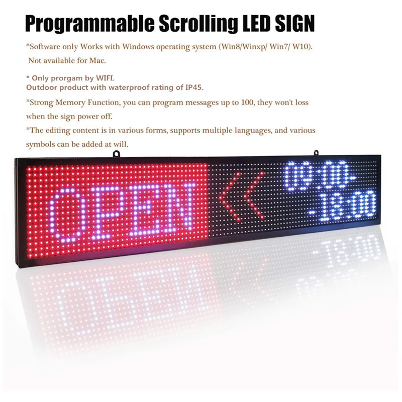 Programmable Outdoor LED Scrolling Sign 1000x200mm