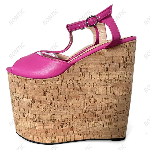Zeppe Scarpe Zeppa Fucsia Rontic Handmade Women Summer Platform