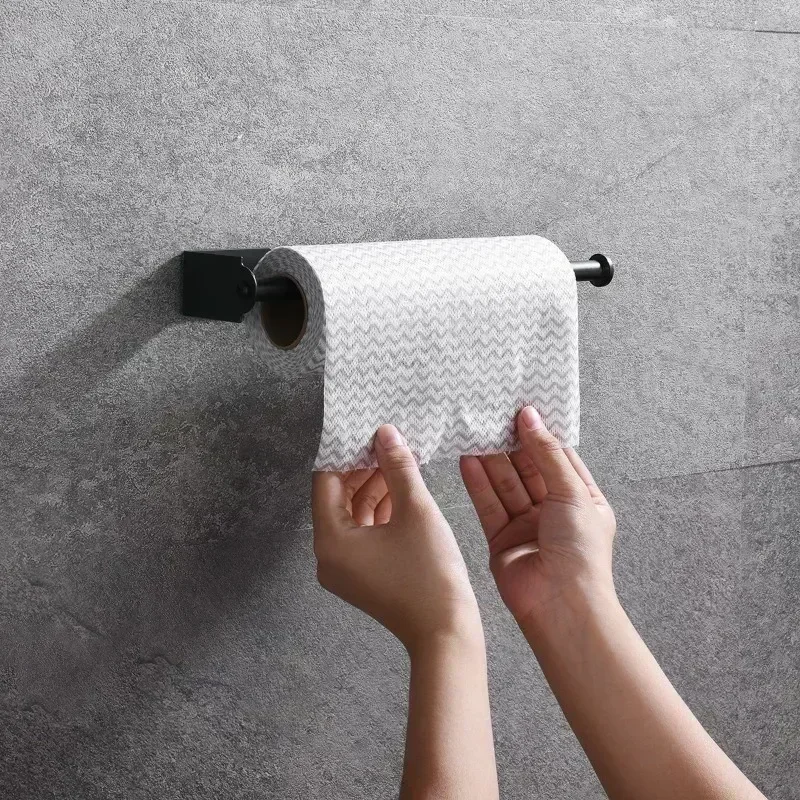 Paper Towel Holder Self Adhesive Kitchen Roll Paper Holder No Punching Kitchen Bathroom Lengthen Storage Rack