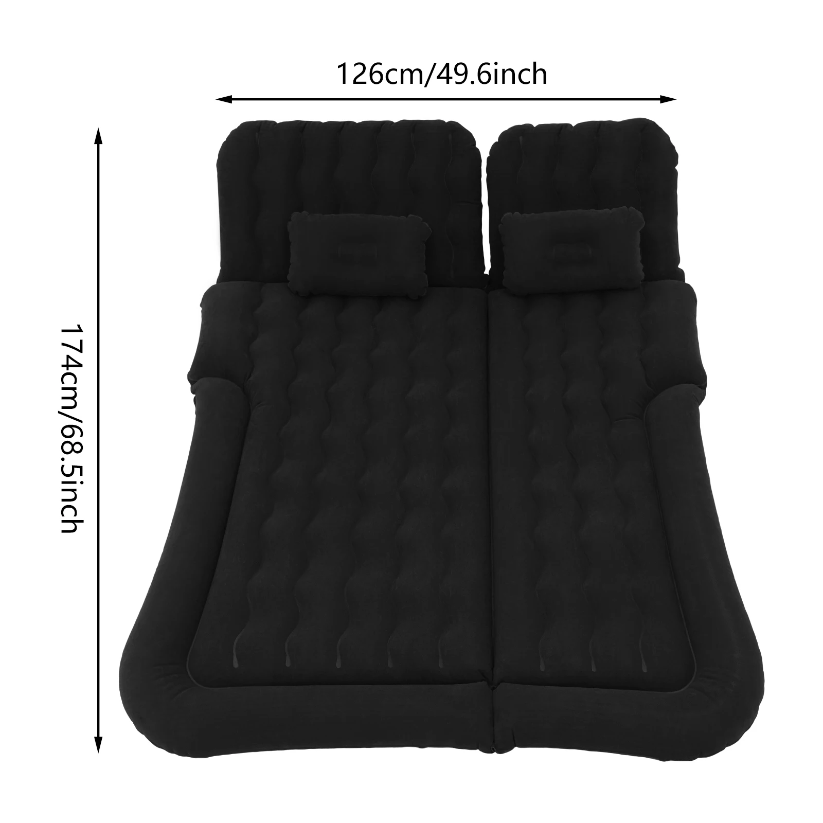 Schwarzes, weiches, robustes, aufblasbares PVC-Kissen, SUV-Luftmatratze, tolles Auto-Luftkissen zum Schlafen, Entspannen, Camping, Roadtrips usw. – Detail 8