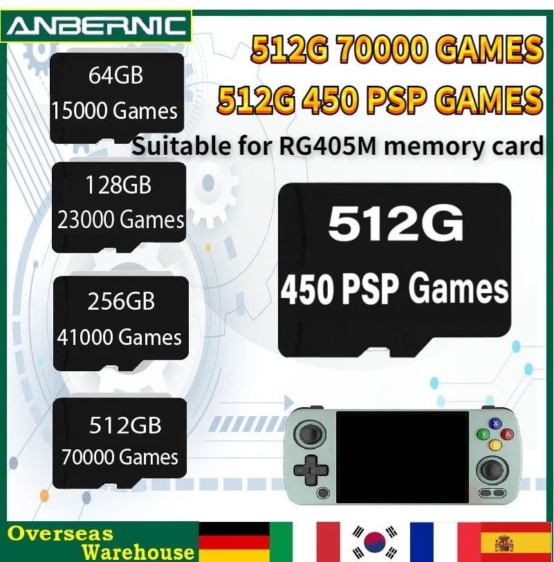 Anbernic 512G Rg405V Rg405M Tf Card Ps Vita 3Ds Card Schede Di Memoria Console Per Videogiochi Classic Mini Fba Gba Gbc Ps2 Mame Psp