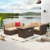 5PCS Patio Furniture Set with 40"Electron Ignition Fire Pit Table Outdoor Sectional Sofa Set forChildren outdoor patio furniture 1