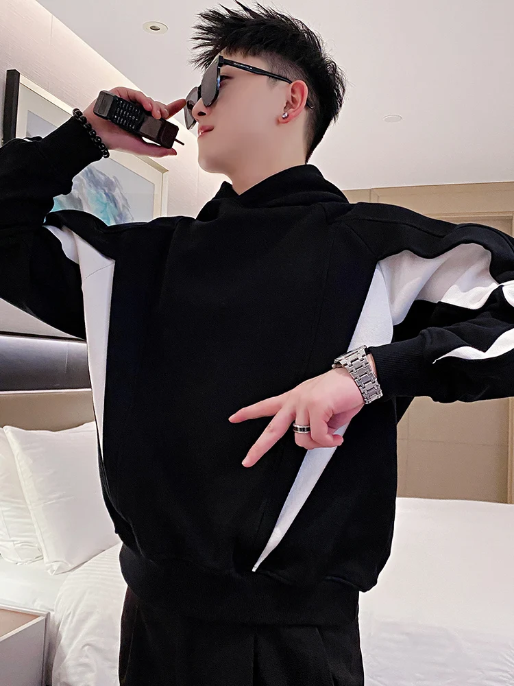 Fashion High-End Hooded Sweatshirts Men's Spring Autumn Trendy Male Handsome Contrast Color Top 2024 New Men's Spring Coats