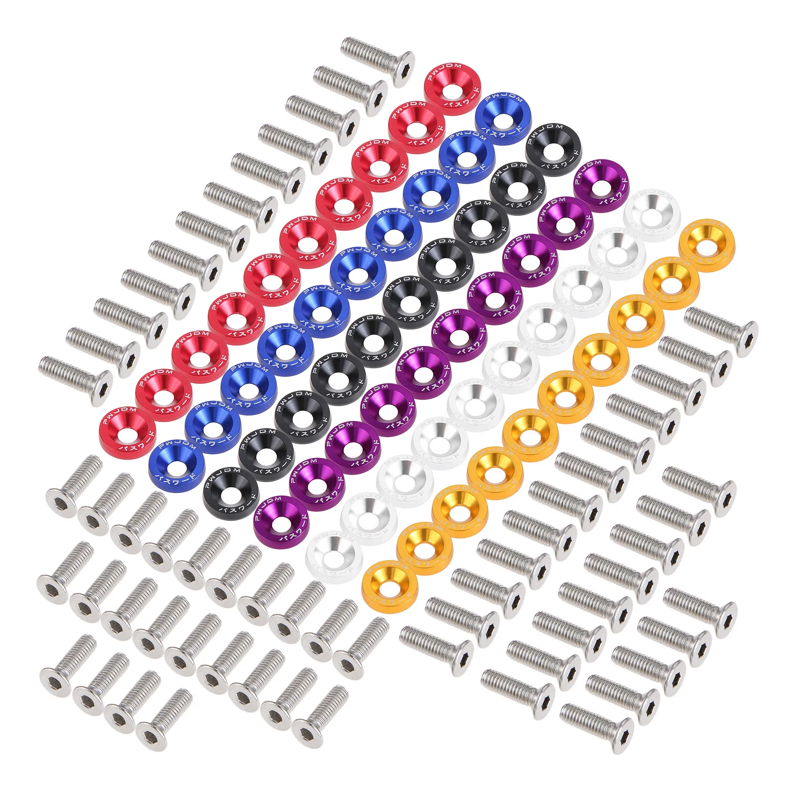 Auto Fasteners M6 Anodized Aluminum Fender Screw Washers Bolts for Automobile Fender Headlight Bumper Car Modified