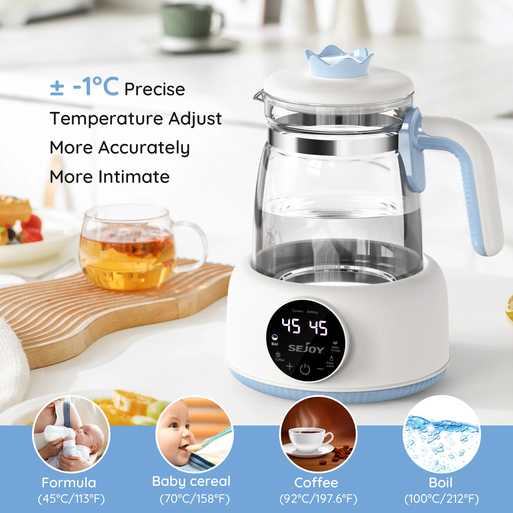 Sejoy Infant Thermostatic Milk Regulator Baby Kettle Keep Warm 1.2L 72 Hours Hot Water Smart Insulation Pot Milk Powder Warmer 4