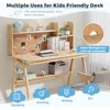Kids Desk and Chair Set, Desk Hutch with Cork Bulletin Board, Wood Writing Desk for Kids, Suitable for Study Room, Bedroom 2