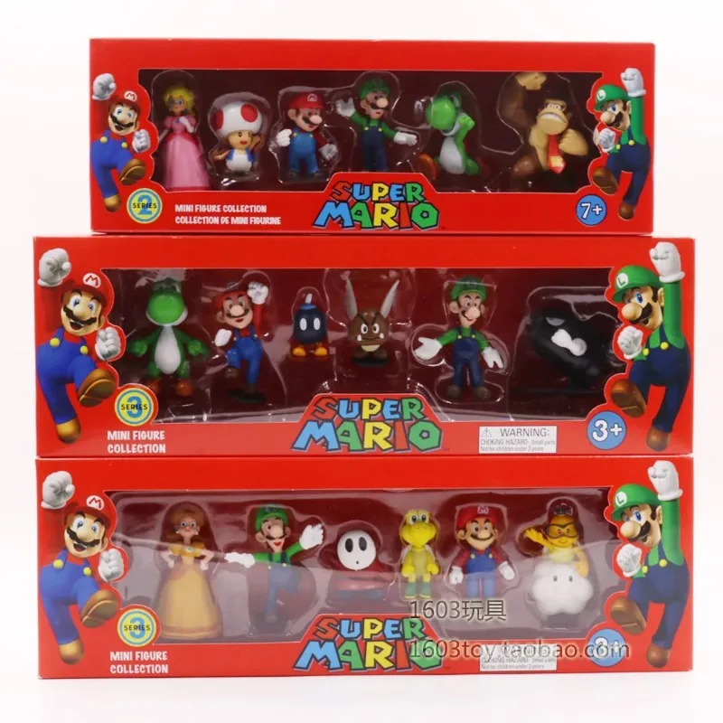 6 Pz/Set 3-7Cm Super Mario Bros Pvc Action Figure Giocattoli Bambole Modello Set Luigi Yoshi Donkey Kong Fungo Per Bambini Regali Di Compleanno