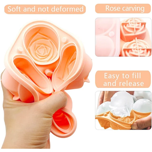 3D Rose Ice Molds 2.5 Inch, Large Ice Cube Trays, Make 4 Giant Cute Flower  Shape Ice, Silicone Rubber Fun Big Ice Ball Maker - AliExpress