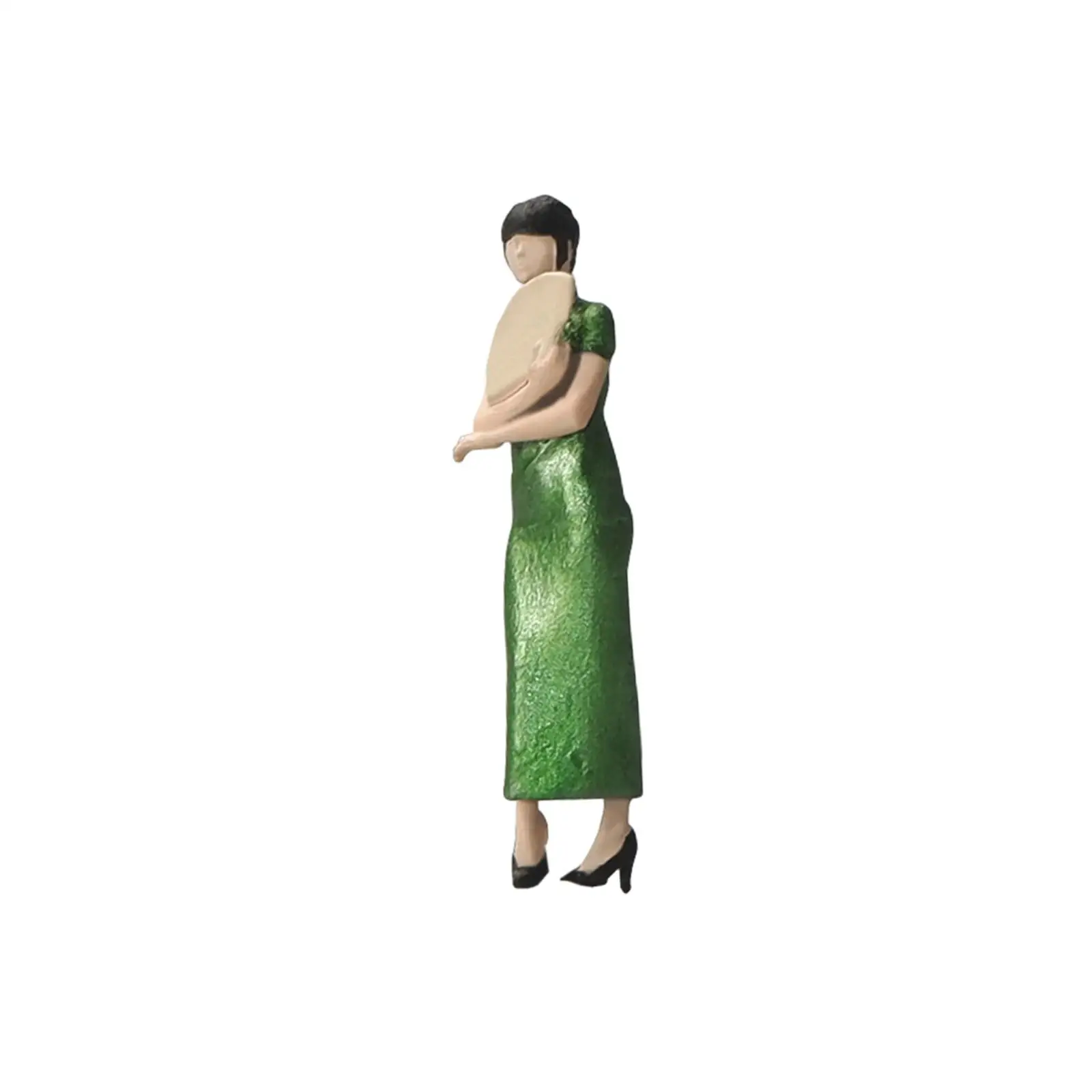 1/64 People Figure Chinese Cheongsam Girl Collectibles Miniature People Figurine for Photography Props Scenery Landscape Decor