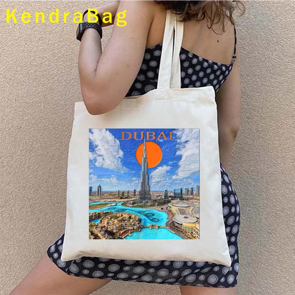 Ladies Handbag Aesthetic Coat of Arms UAE Burj Khalifa Dubai United Arab Emirates TOUR Letter Travel Skyline Heart Map Tote Bag Shopper Handbag ladies handbag,canvas bag