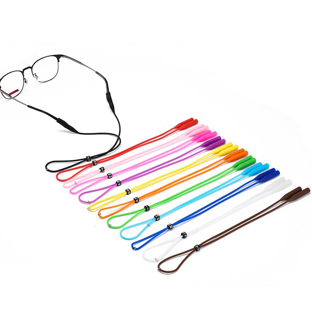 

2-Piece Silicone round Head Glasses Chain Long Thickened Children Adult Sports Anti-Drop Glasses Rope