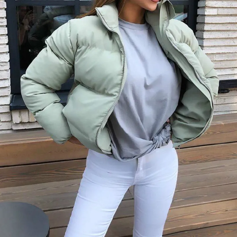 

Winter Thicken Warm Parka Bubble Coat Female Padded Puffer Jacket Solid Standard Collar Short Jacket Winter Coat Woman Parkas
