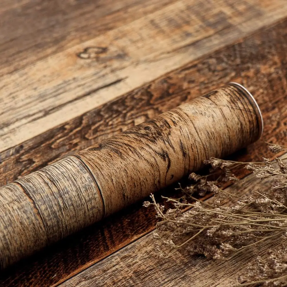 วอลล์เปเปอร์ไม้สีน้ําตาล Peel และ Stick Shiplap Self กระดาษติดต่อกาวสําหรับตู้เคาน์เตอร์ชั้นวางลิ้นชักผนังประตู ﻿ 1