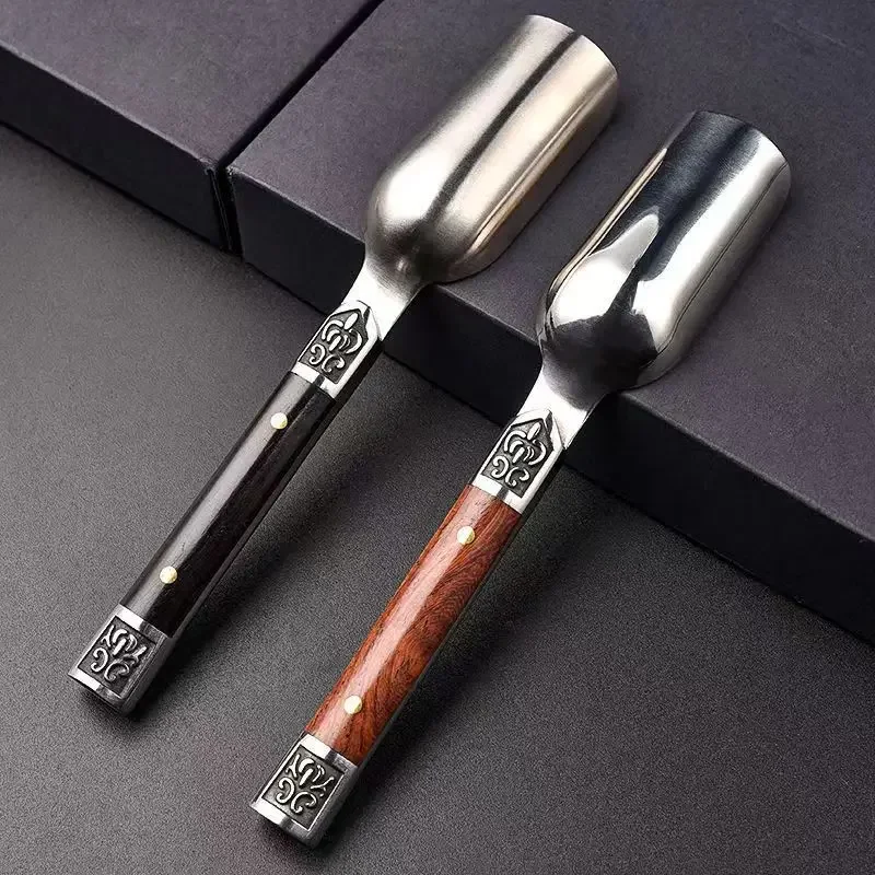 Damascus Steel Puerh Tea Knife Set of 3 - Stainless Steel and Brass Tea Set with Pick, Ladle and Spoon, Durable Tea Gift Set