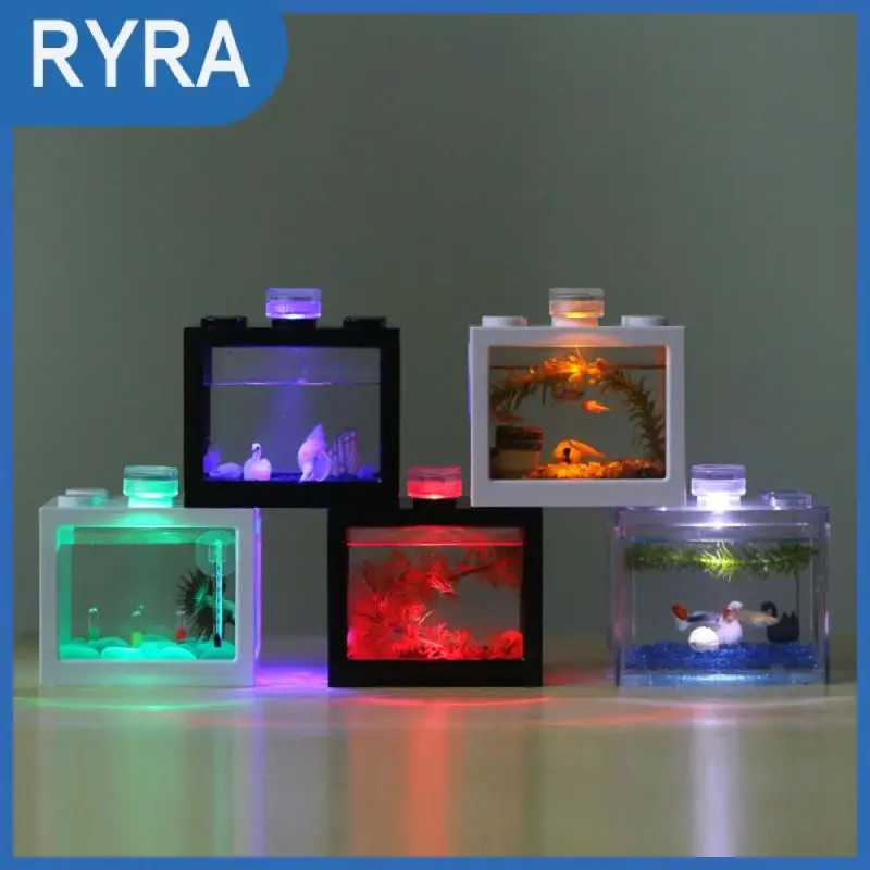 Aquarium Fish Tank Lamp Control Color Circular LED Light Mini Home Decoration