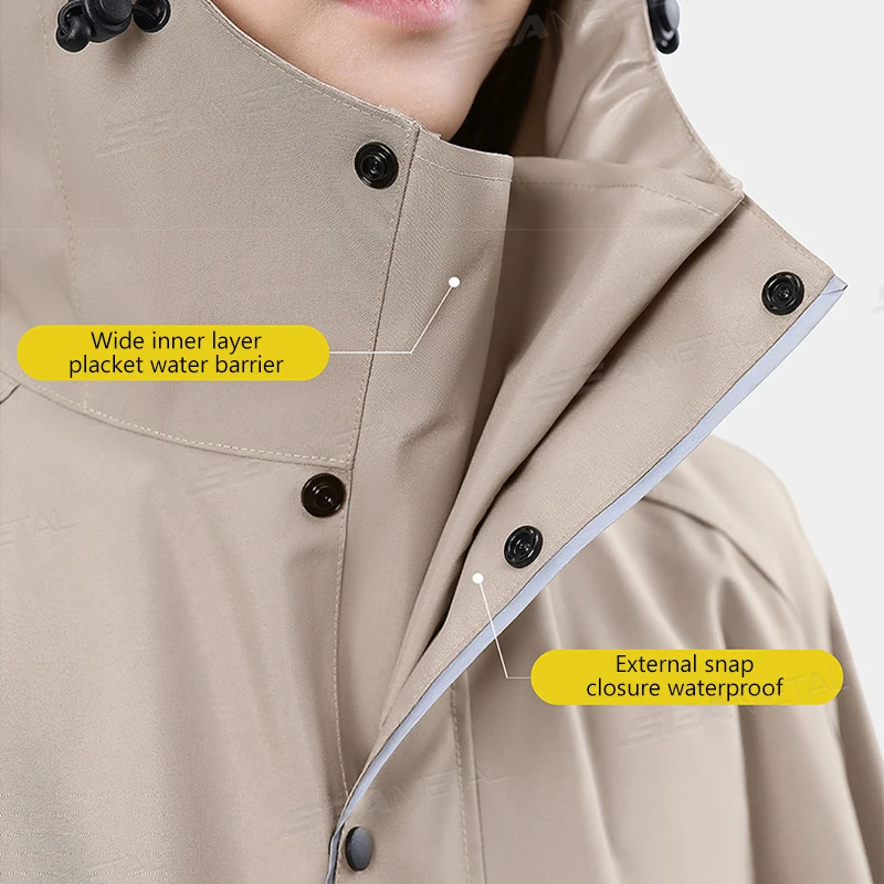 BLALION Waterproof Oversized Hooded Rain Poncho - Unisex Fashionable Long Raincoat