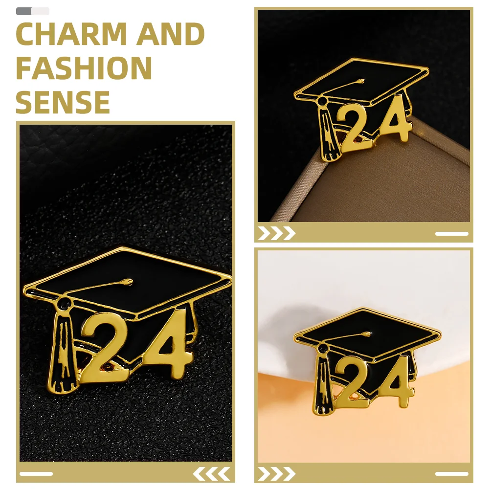 5pcs Graduation Brooches Metal Brooches 2024 Graduation Cap Lapel Pin Clothes Brooch Pins for Suit Uniform