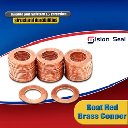 Premium Boat Red Brass Copper Crush Sealing Washer - Flat Seal Gasket Ring Shim Pad Meson - M10x16x1(20pcs)