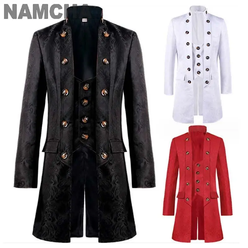 

Medieval Tailcoat for Men Steampunk Retro Jacket Tuxedo Costume Adult Victorian Renaissance Halloween Gothic Frock Coat