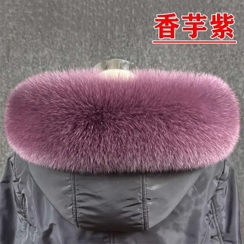 Real Fox Fur Collar Women Universal Hat Strip Down Jacket Fur Collar Winter Warm Fur Scarf Shawl Luxury Neck Warmer Fur Scarf