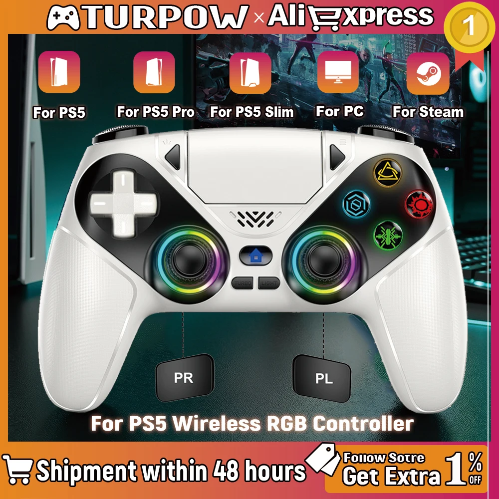 RGB Wireless Gamepad,For Playstation 5/PS5 Controller,With Turbo Dual Sense Vibrate Programming 3D Gaming Controller Console