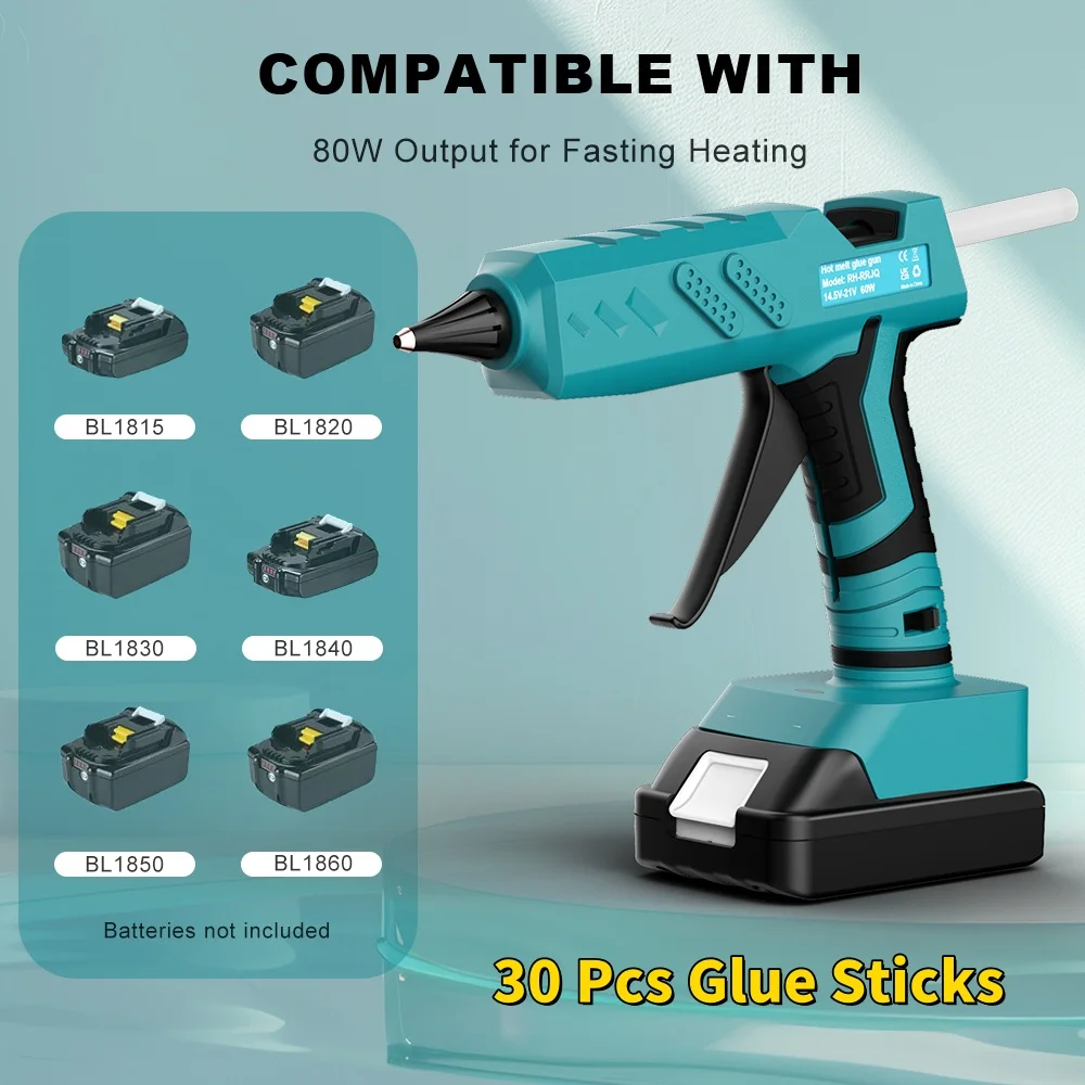 Hot Air Gun Heat Gun Mellif 80W Cordless Hot Glue Gun for Makita 18V LXT Battery BL1830 BL1840 Full Size DIY Electric Heat Repair Tool