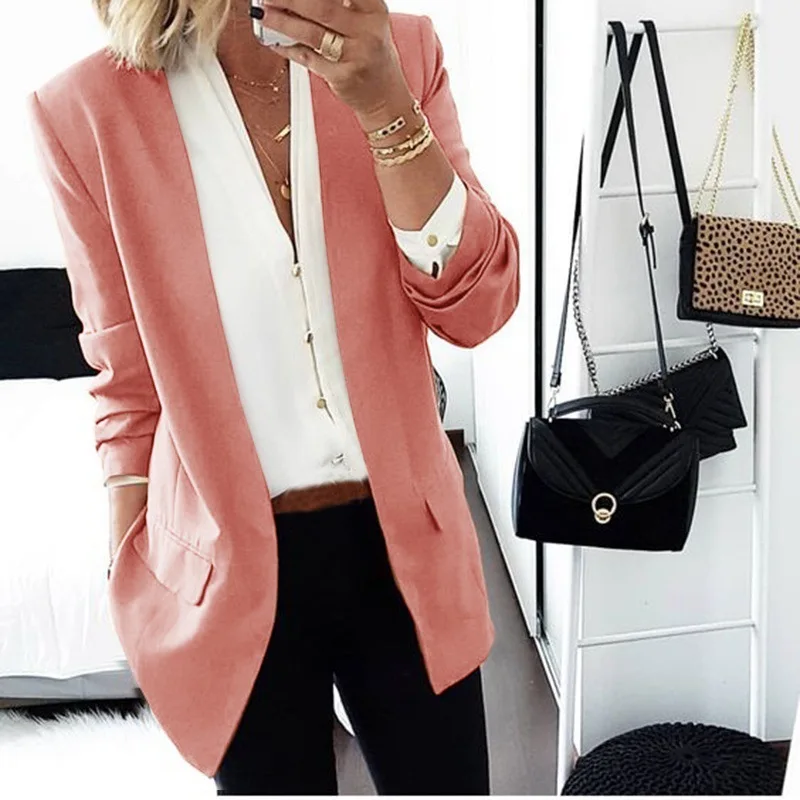2023 Autumn and Winter Women's New Fashion Commuter Slim Fit Leisure Comfortable Versatile Solid Color Small Suit Coat
