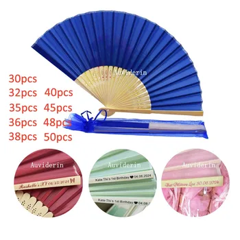 50/30Pcs Custom Solid Color Wedding Folding Hand Fans Personalized Gift Fan with Logo for Birthday Party Favors & Home Decor 1