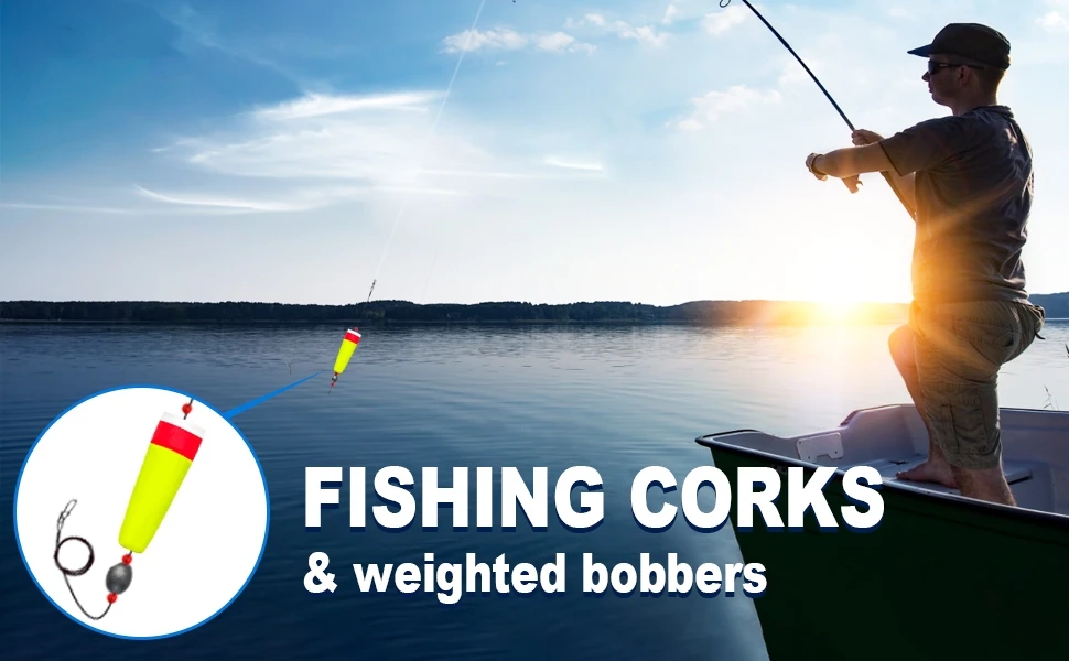 Description Picture 2 of item4pcs Fishing Floats Rigs Popping Corks for Saltwater Freshwater Rattle Weighted Bobbers Fishing Tackle 2/3/4/5in Colored Float
