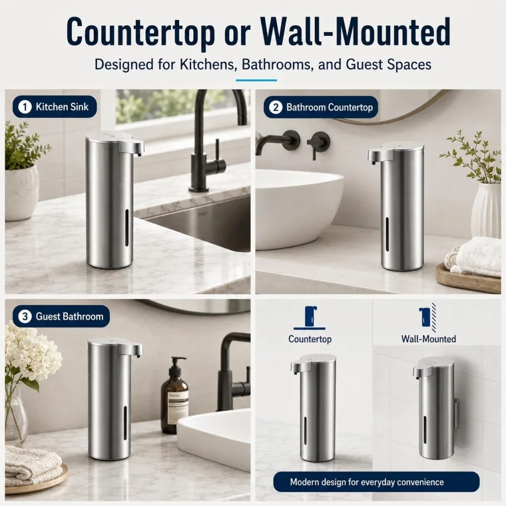 Automatic 350ml Stainless Steel Soap Dispenser with Sensor Technology
