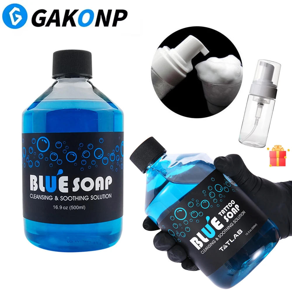 40/500ML Tattoo Blue Soap Cleaning Soothing Solution Liquid Soap Algae and 200ML Tattoo Foaming Bottle Plastic Press Bottle Kit tattoo supplies tattoo kit