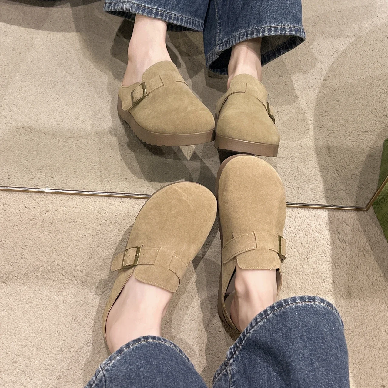 New Women Clogs for Women Fashion Cork Suede Mules Slipper Classic Cork Antislip for Outdoor Slippers with Arch Support 5