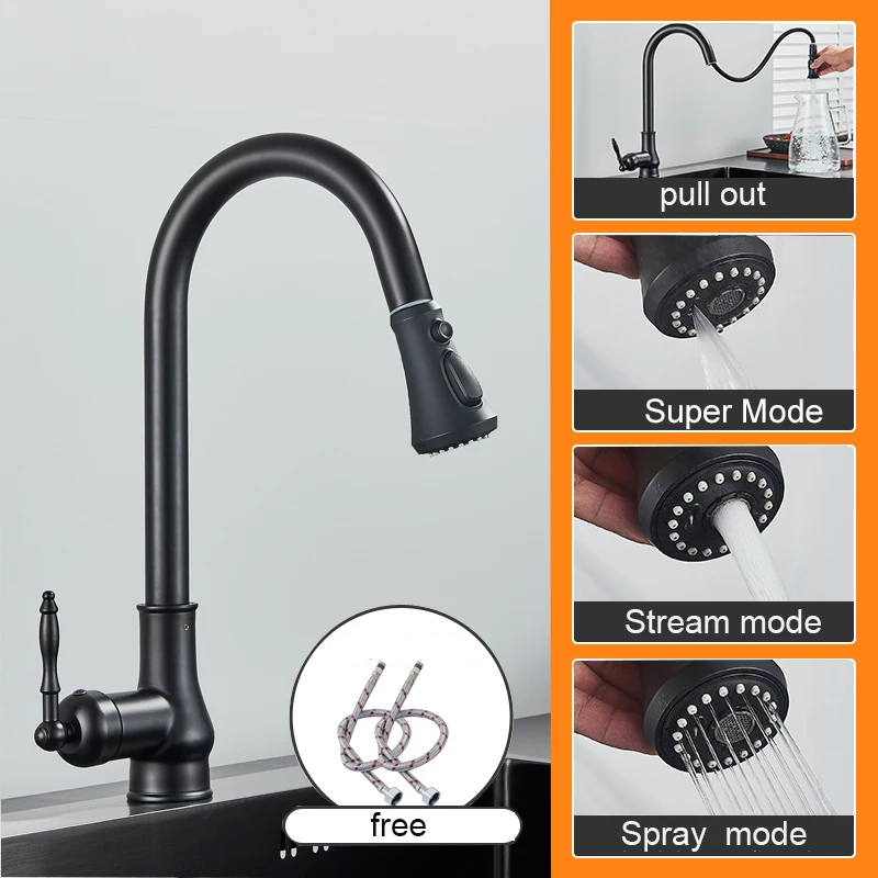 kitchen faucet with sprayer MYQualife Antique Brass Kitchen Sink Faucet Pull Down Swivel Spout Kitchen Deck Mounted Bathroom Hot and Cold Water Mixers kitchen sink faucets Kitchen Fixtures