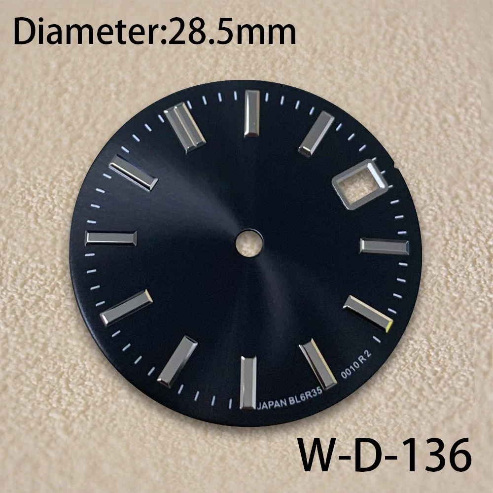 28.5mm GS 로고 NH35 다이얼, 선 패턴 GS 다이얼, NH35/364R/7S 무브먼트에 적합, 고품질 NH35 시계 액세서리