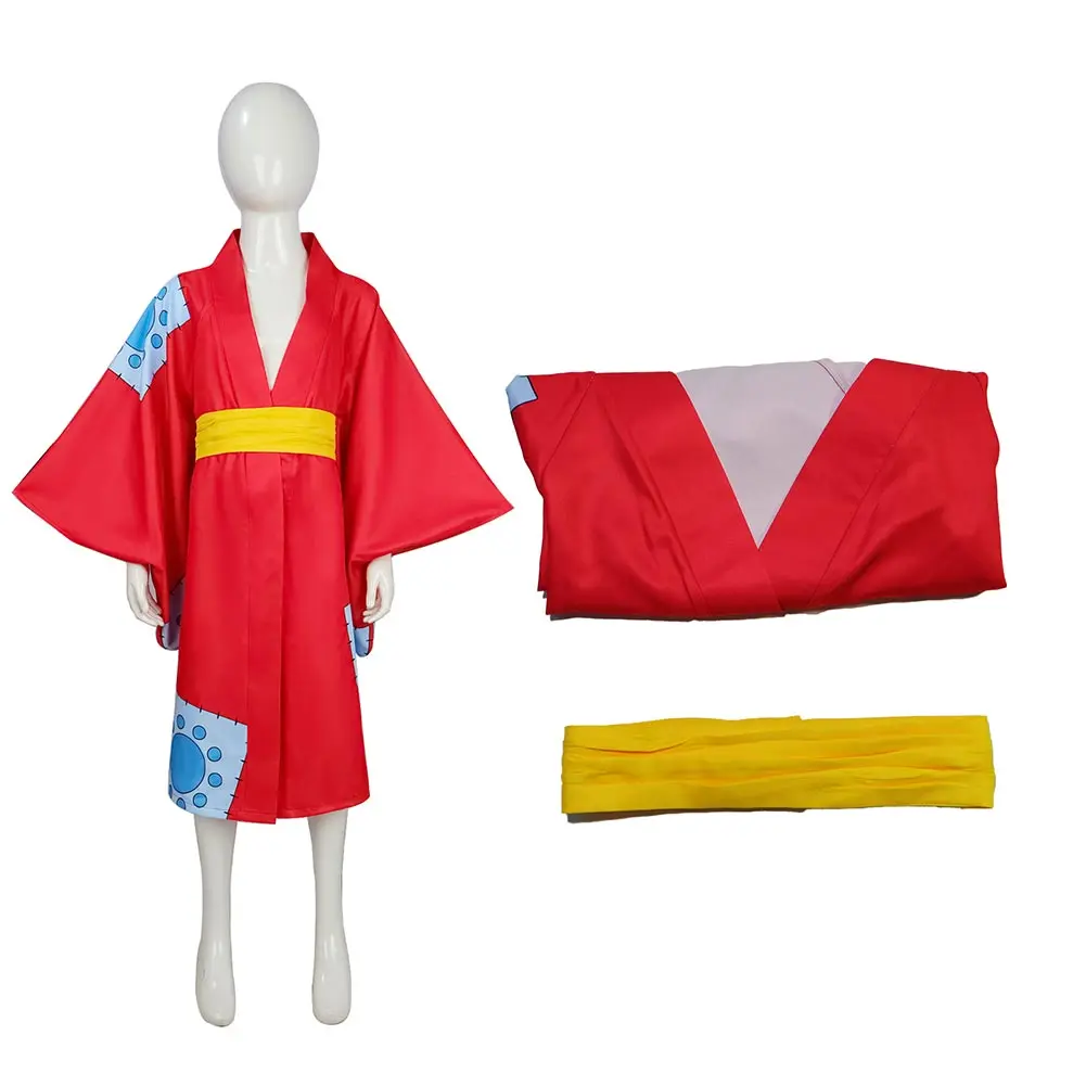 Kids Luffy Cosplay Anime One Disguise Costume Coat Pants Hat Children Beach Clothing Halloween Party RolePlay Suit